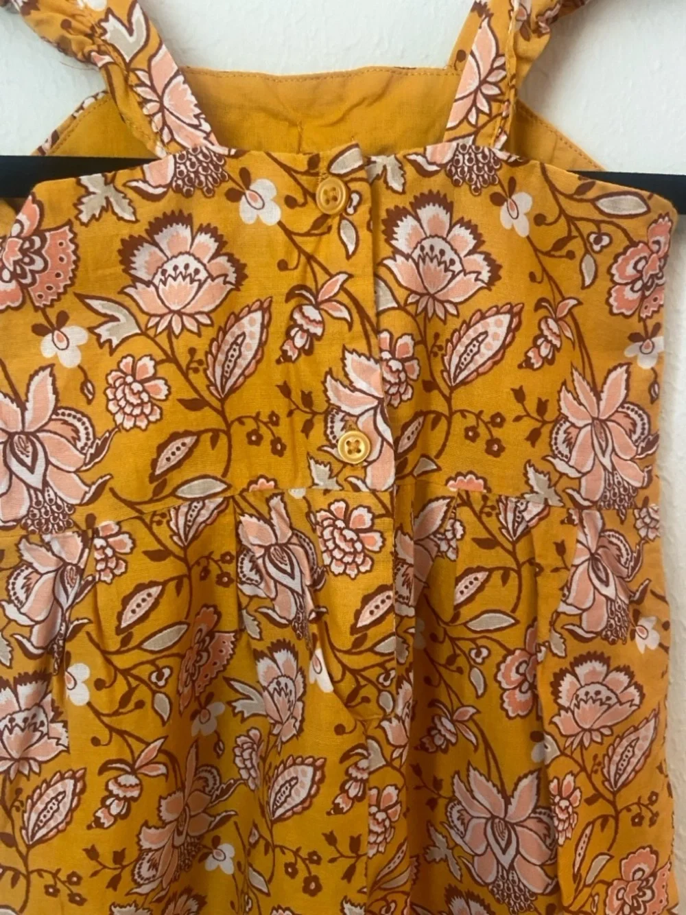 Janie and Jack Mustard Floral Romper 12-18 Months Boho Wide Leg Jumpsuit